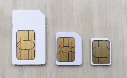 標準SIM、マイクロSIM、ナノSIM