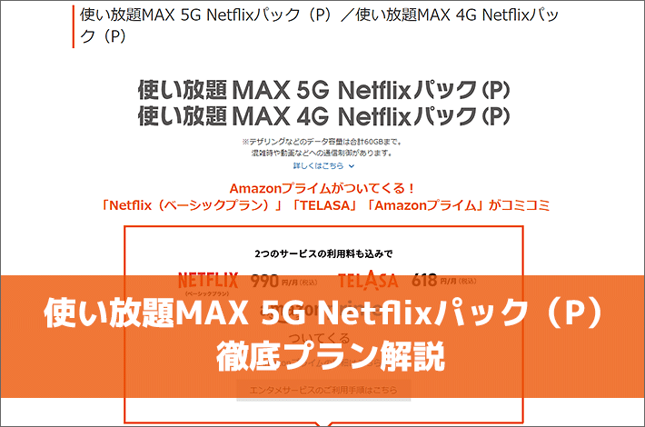 使い放題MAX 5G Netflixパック(P)徹底プラン解説